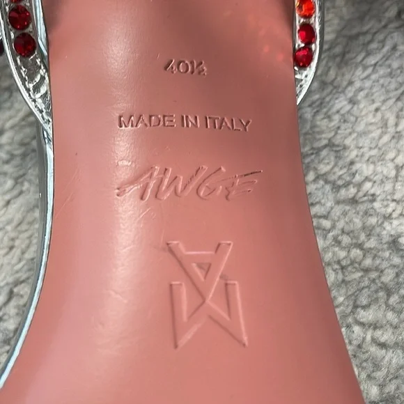 New Amina Muaddi x AWGE Rainbow Crystal LSD WrapAround Gladiator Sandals Heels